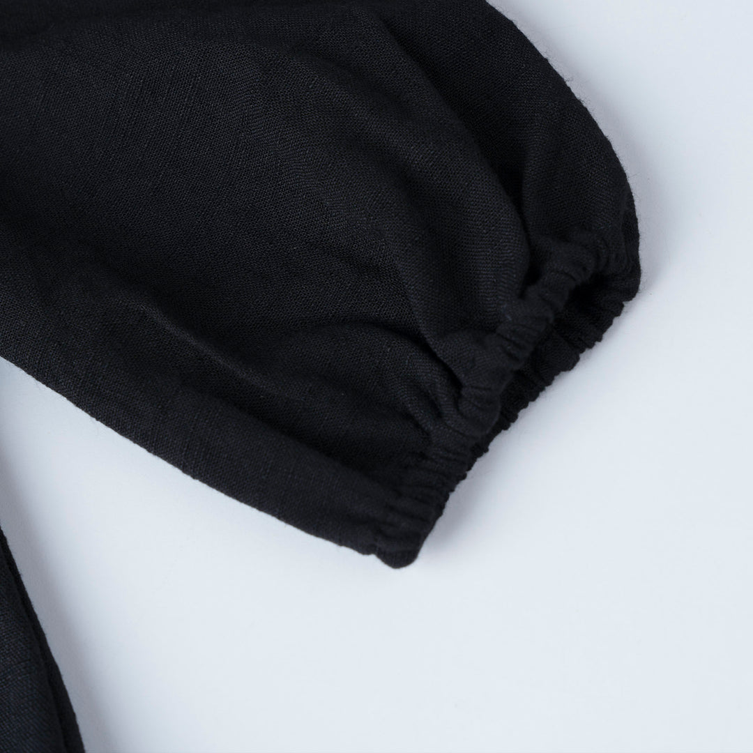 Black Noir Broderie 3/4 Sleeve Dress