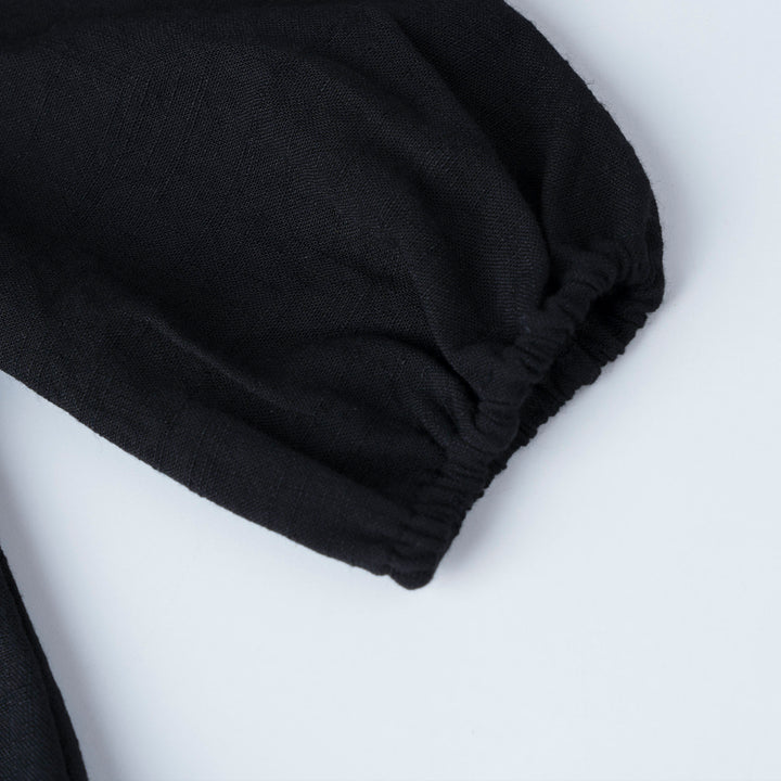 Black Noir Broderie 3/4 Sleeve Dress