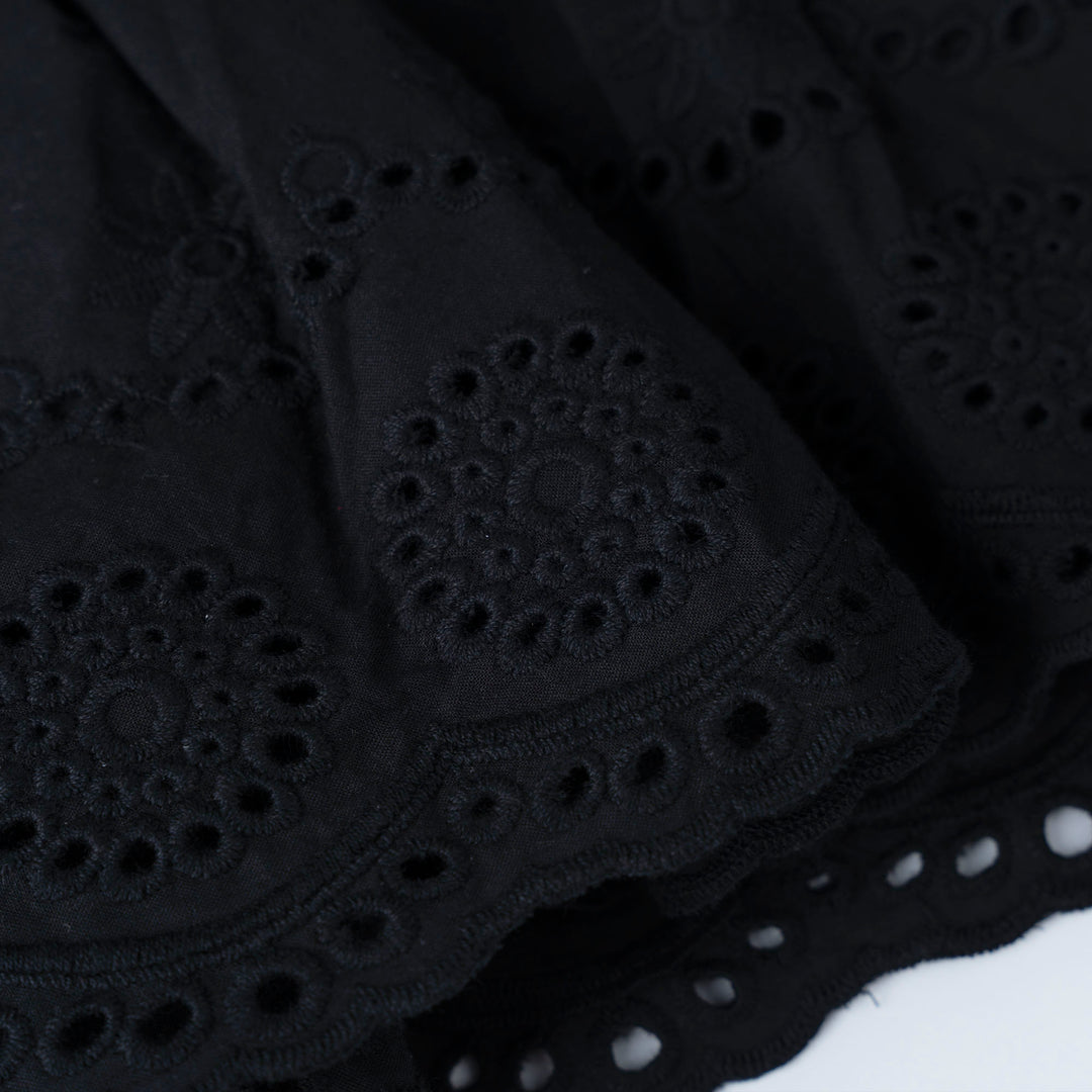 Black Noir Broderie 3/4 Sleeve Dress