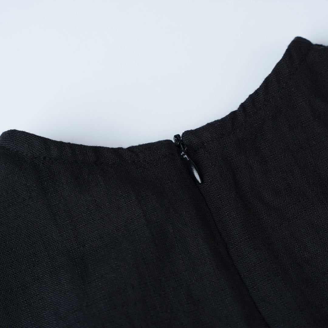 Black Noir Broderie 3/4 Sleeve Dress