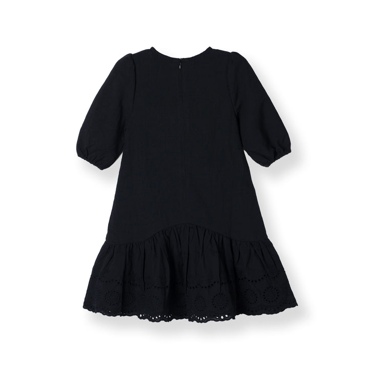 Black Noir Broderie 3/4 Sleeve Dress