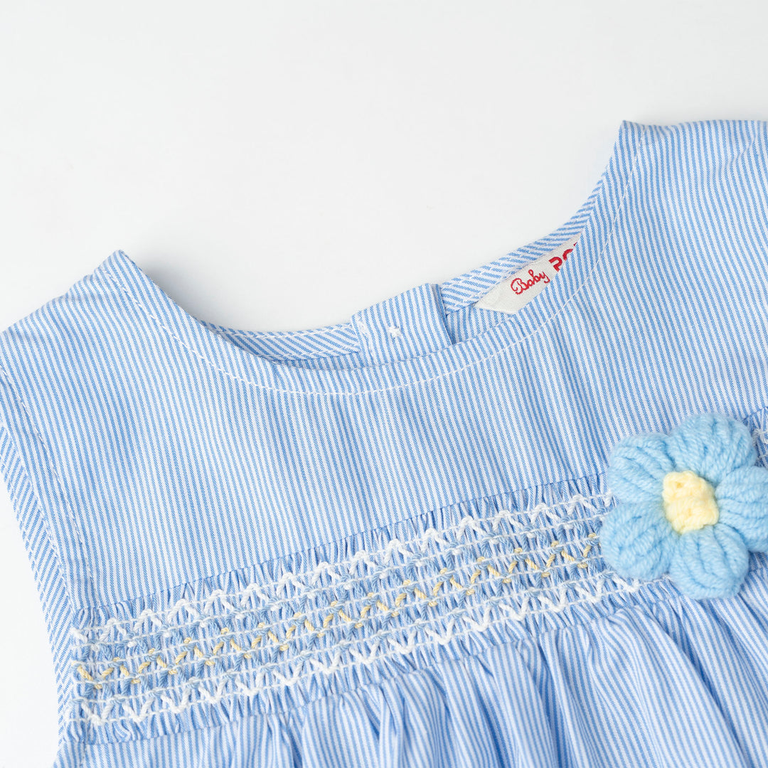 Bubbly Blue Stripe Sleeveless Blouse (2250717WB)