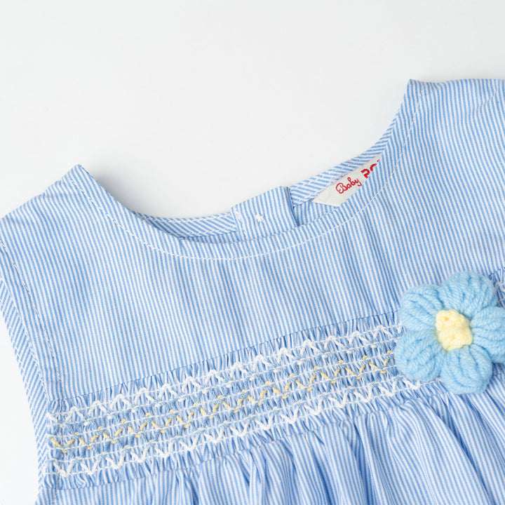 Bubbly Blue Stripe Sleeveless Blouse (2250717WB)