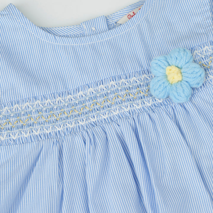 Bubbly Blue Stripe Sleeveless Blouse (2250717WB)