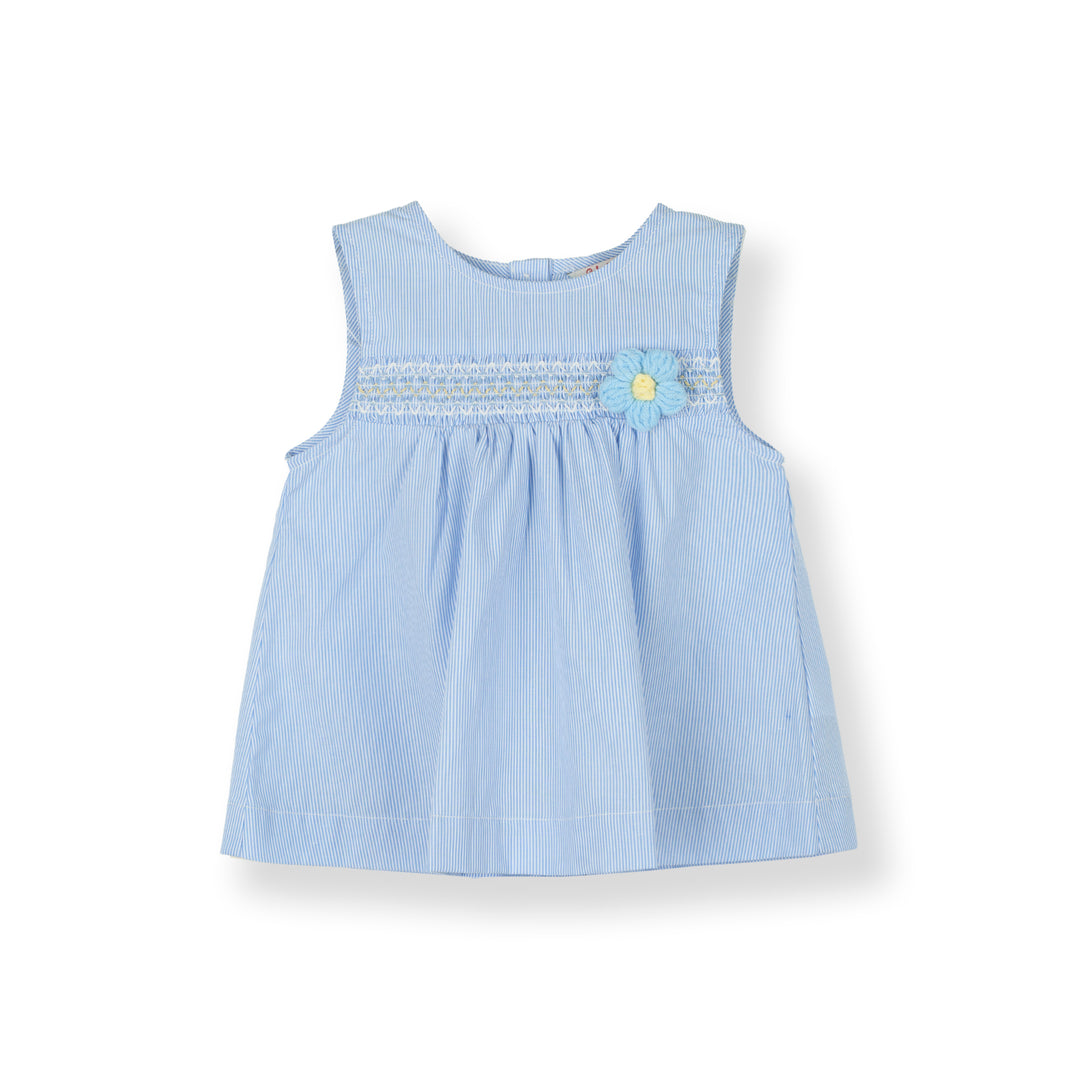 Bubbly Blue Stripe Sleeveless Blouse (2250717WB)