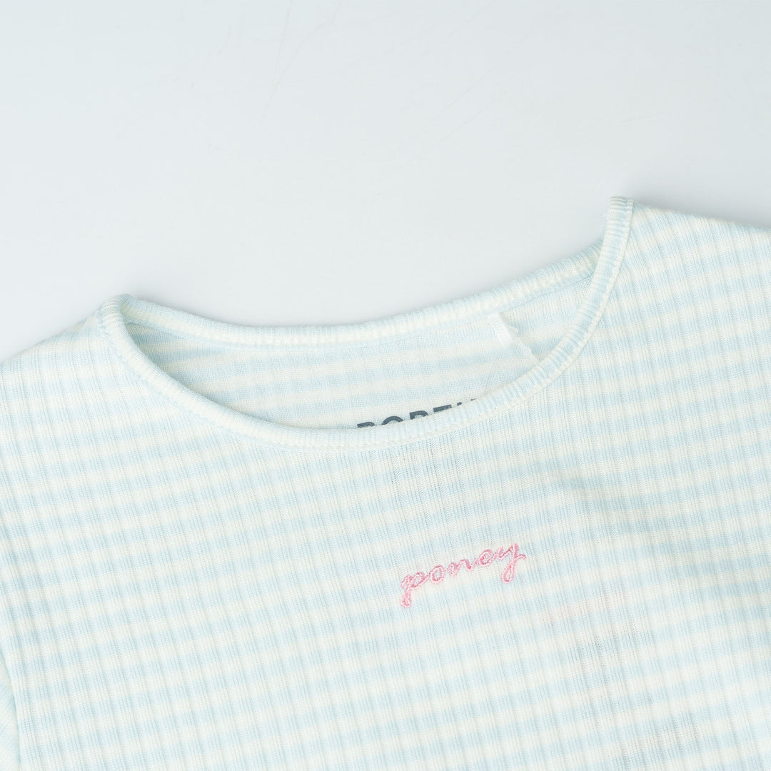 Poney Light Blue Soft Striped Short Sleeve Tee