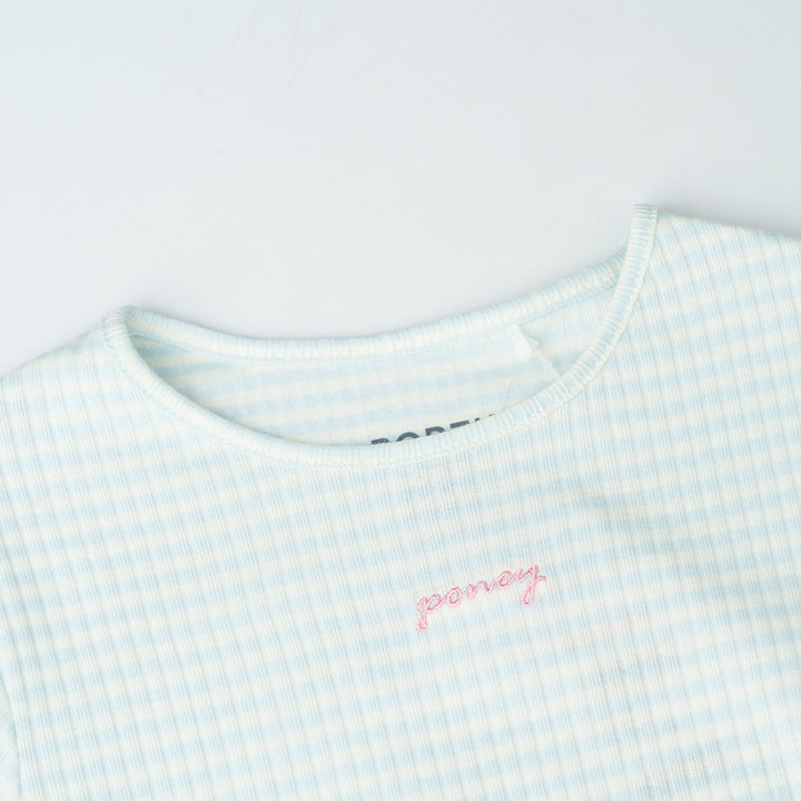 Poney Light Blue Soft Striped Short Sleeve Tee