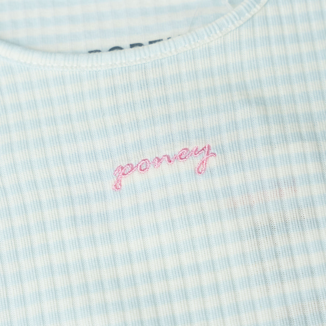 Poney Light Blue Soft Striped Short Sleeve Tee