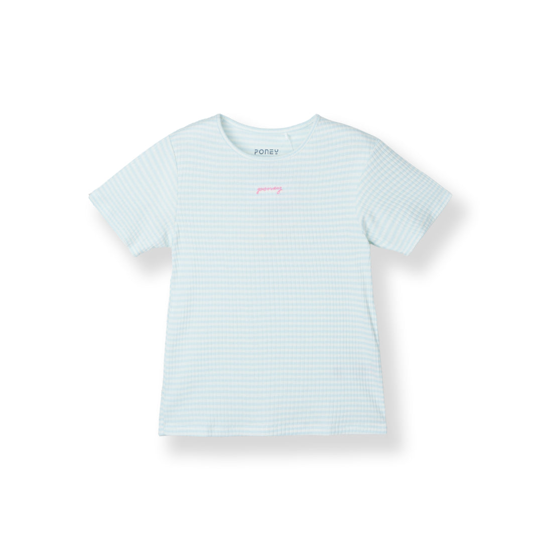 Poney Light Blue Soft Striped Short Sleeve Tee