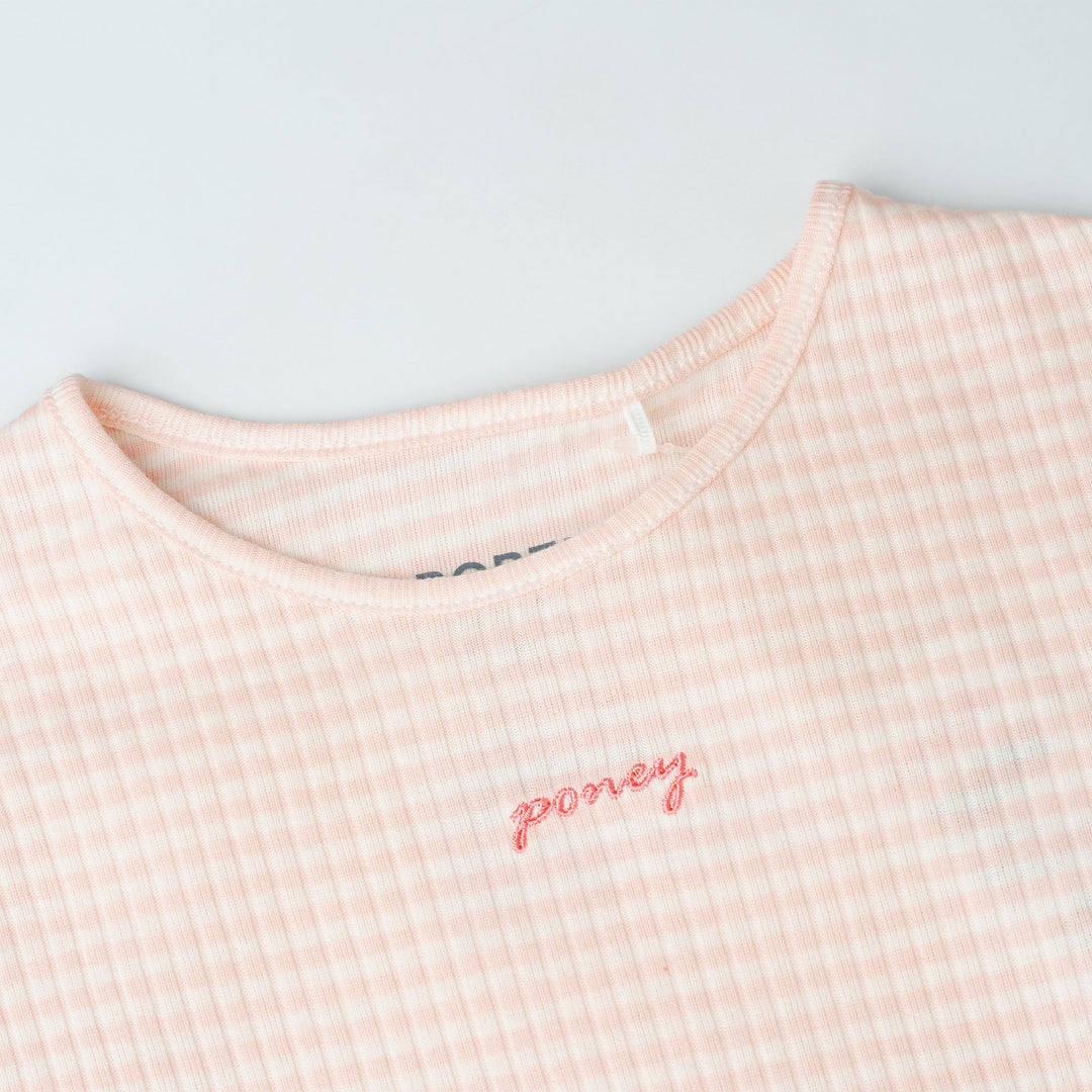Poney Light Pink Soft Striped Short Sleeve Tee