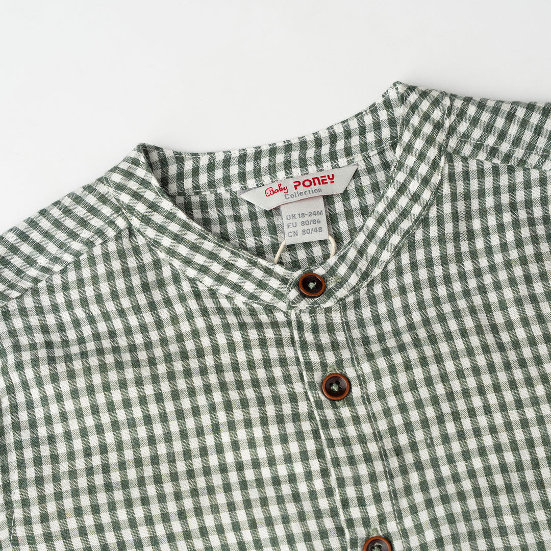 Baby Boy Little Lion Gingham Short Sleeve Shirt