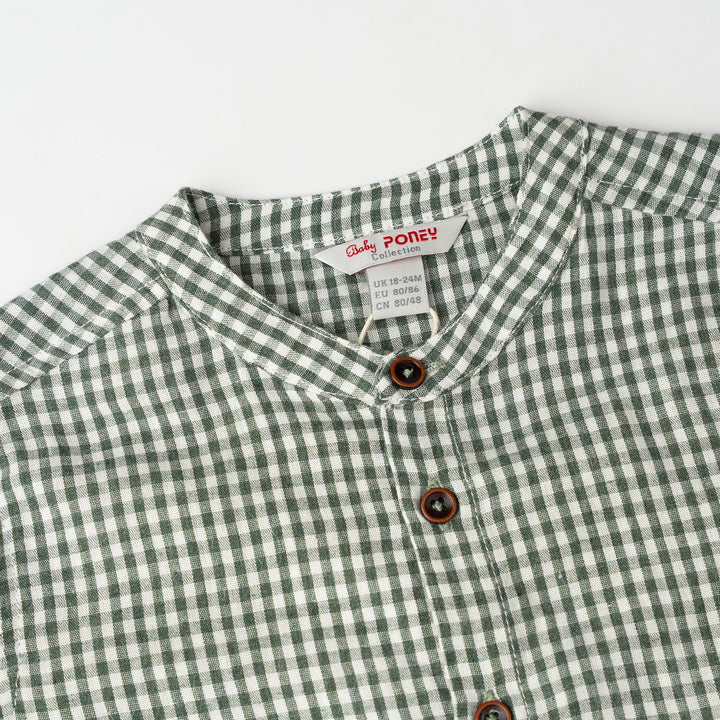 Baby Boy Little Lion Gingham Short Sleeve Shirt