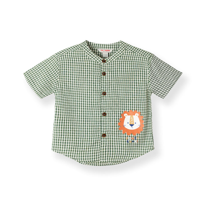 Baby Boy Little Lion Gingham Short Sleeve Shirt
