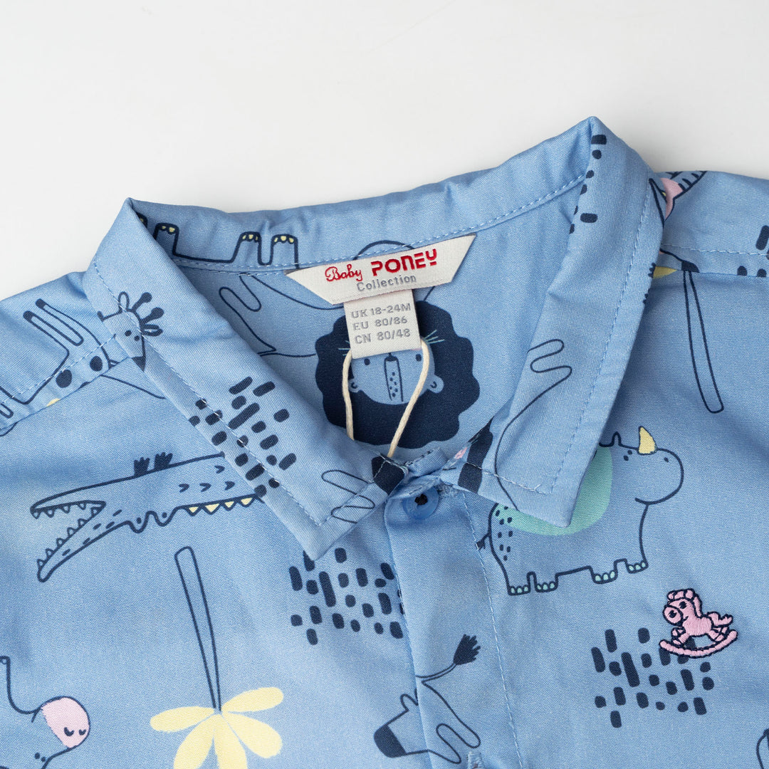 Baby Boy Little Explorer Safari Short Sleeve Shirt