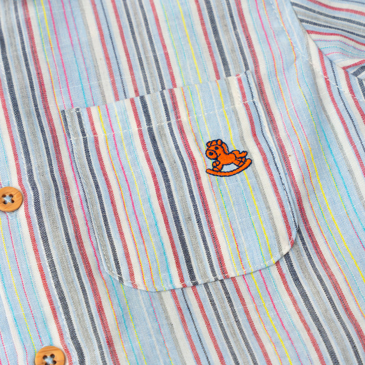 Baby Boy Bluewave Stripe Short Sleeve Shirt