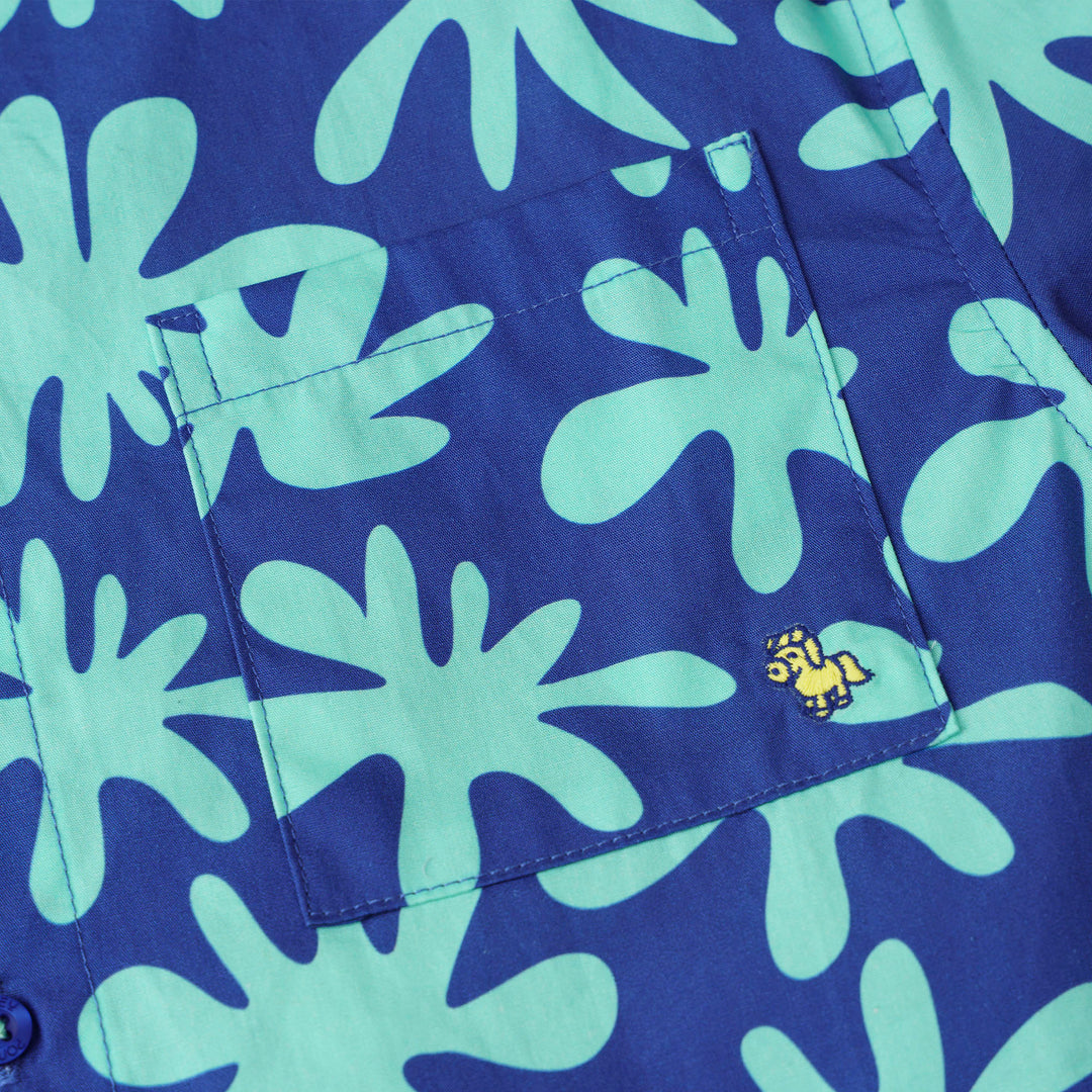 Boys Blue Splash Play Short Sleeve Shirt