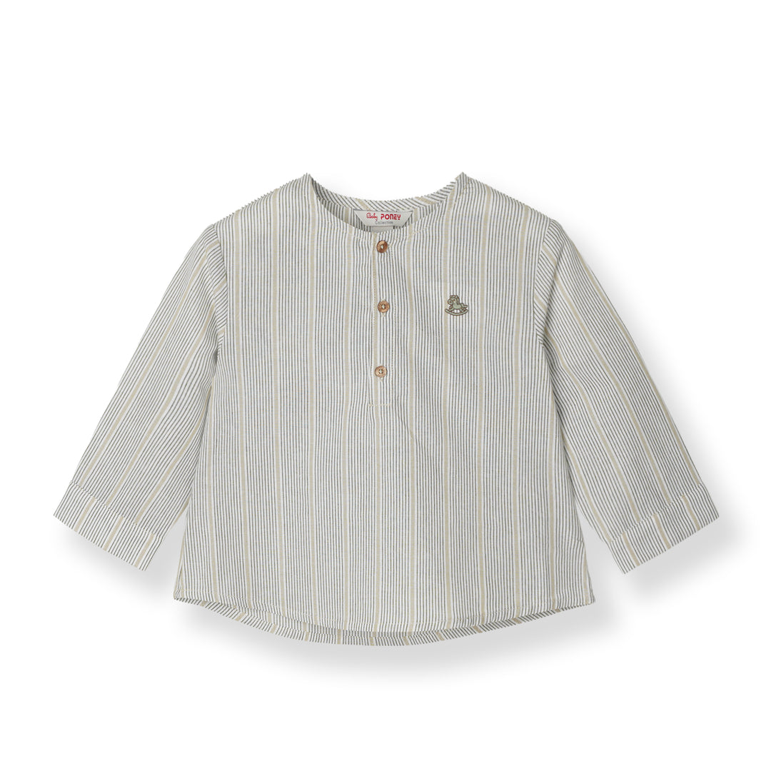 Baby Boy Forest Stripe Long Sleeve Shirt
