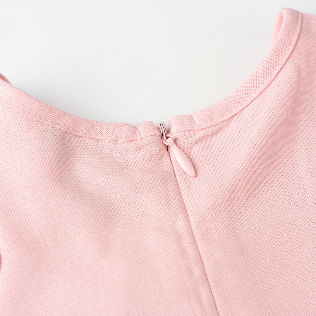 Pink Blush Linen Short Sleeve Dress