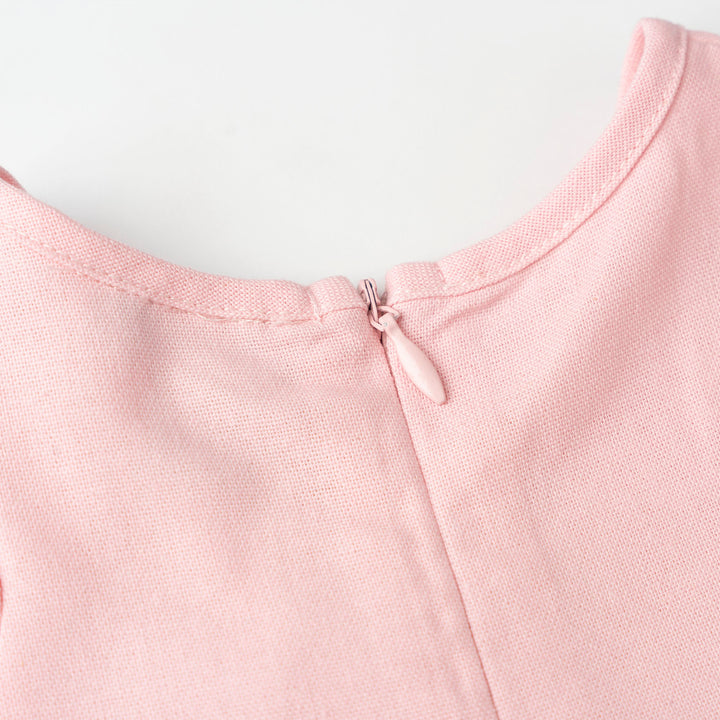 Pink Blush Linen Short Sleeve Dress