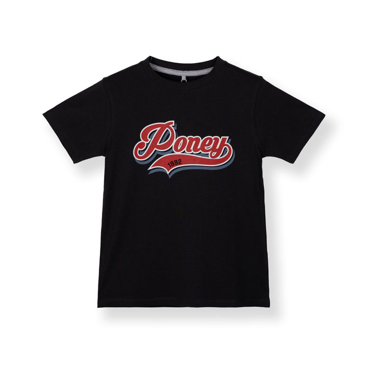 Poney Black Authentic Logo Short Sleeve Tee