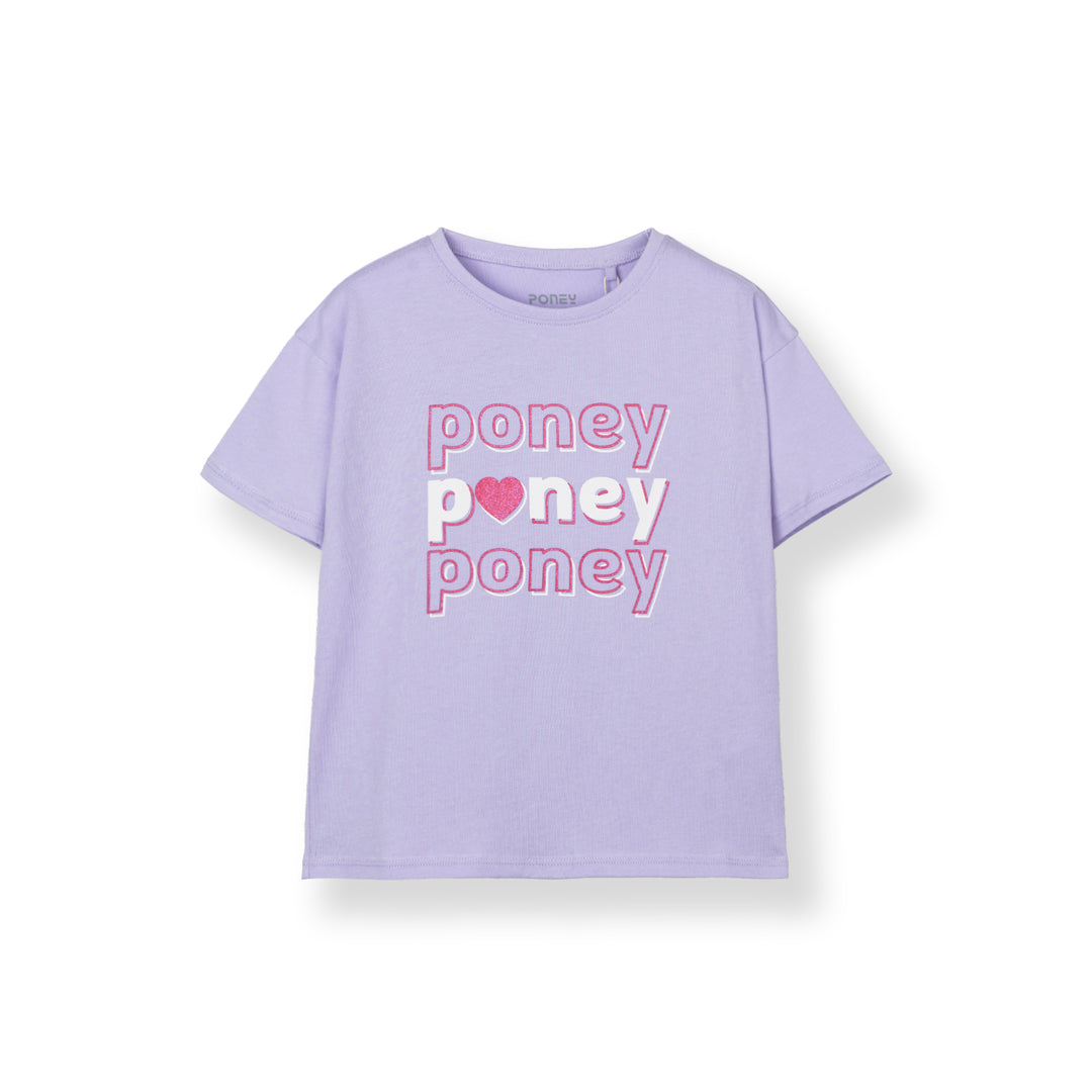 Poney Sparkly Heart Short Sleeve Tee