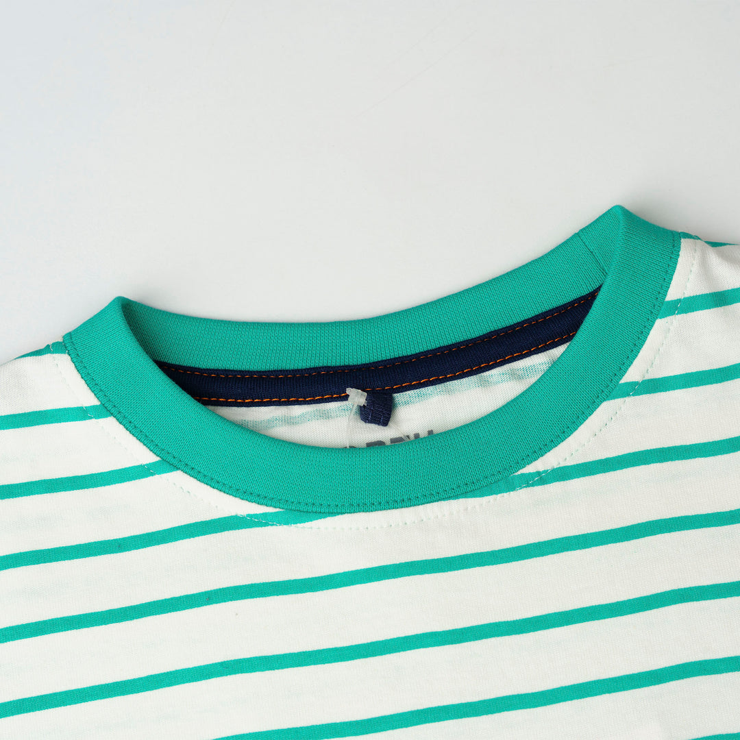 Poney Green Iconic Stripes Oversized Short Sleeve Tee