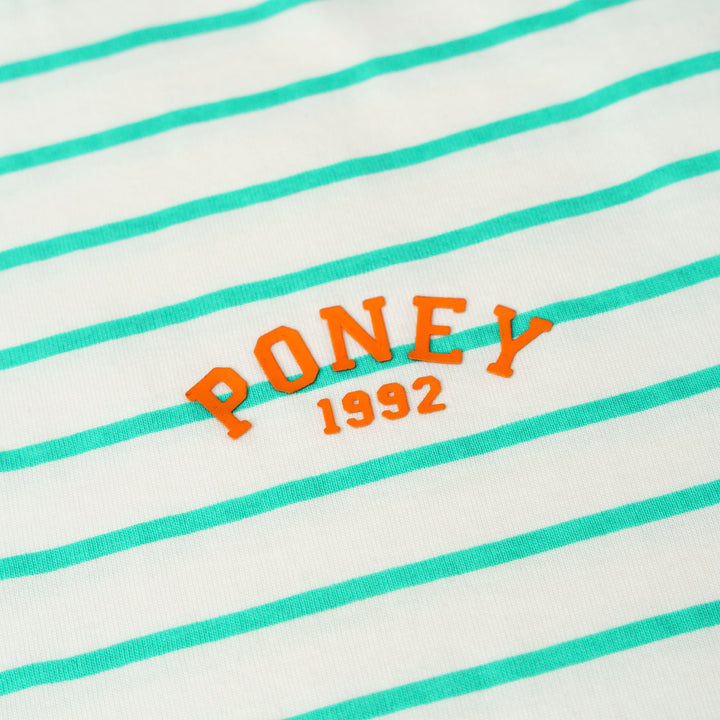 Poney Green Iconic Stripes Oversized Short Sleeve Tee