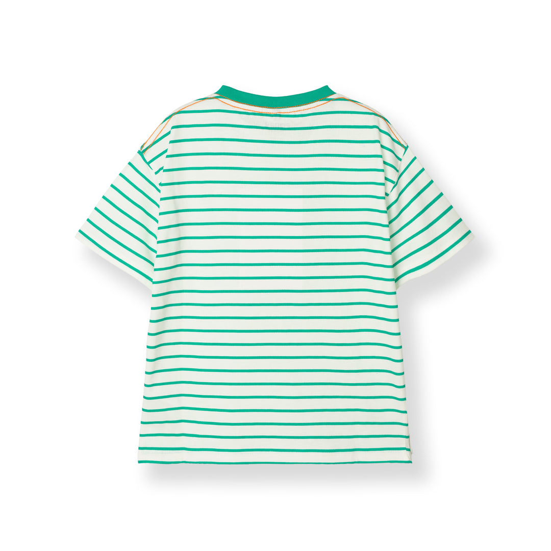 Poney Green Iconic Stripes Oversized Short Sleeve Tee