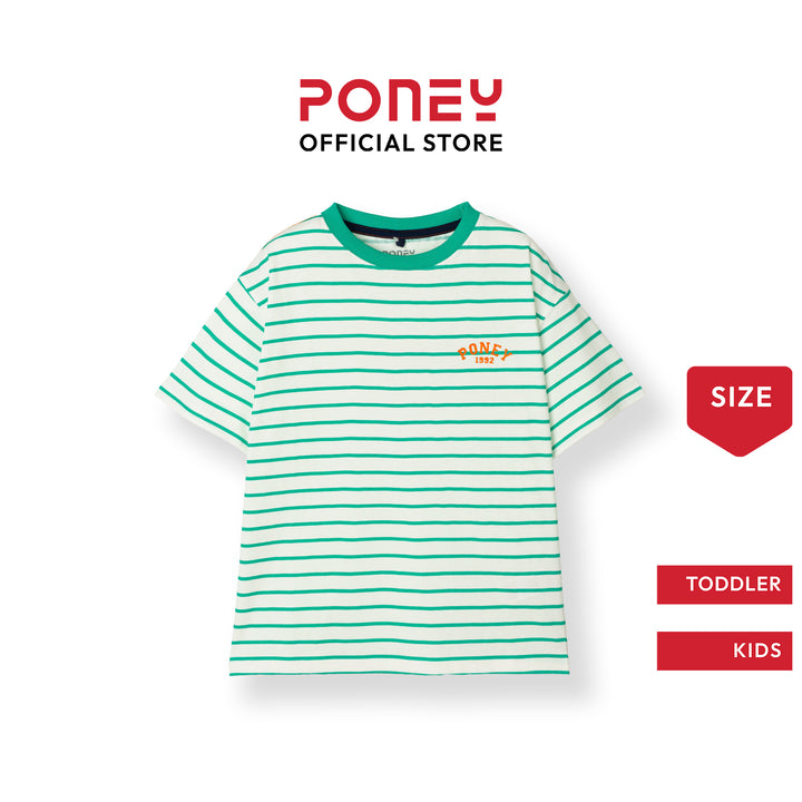 Poney Green Iconic Stripes Oversized Short Sleeve Tee