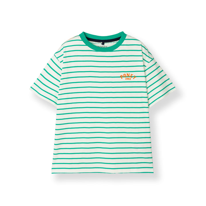 Poney Green Iconic Stripes Oversized Short Sleeve Tee