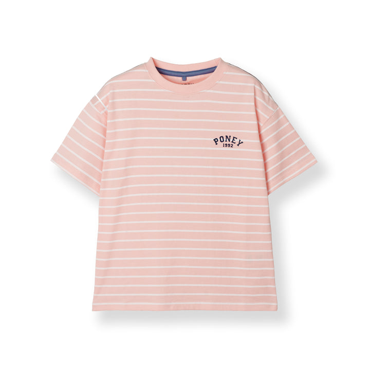 Poney Light Pink Iconic Stripes Oversized Short Sleeve Tee