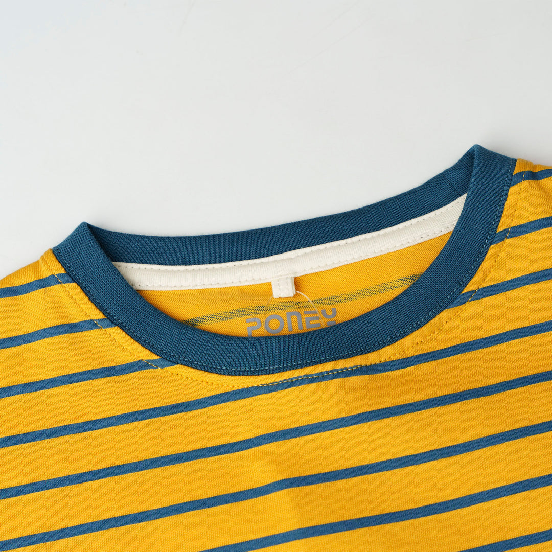 Poney Mustard Iconic Stripes Oversized Short Sleeve Tee