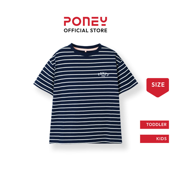 Poney Navy Iconic Stripes Oversized Short Sleeve Tee