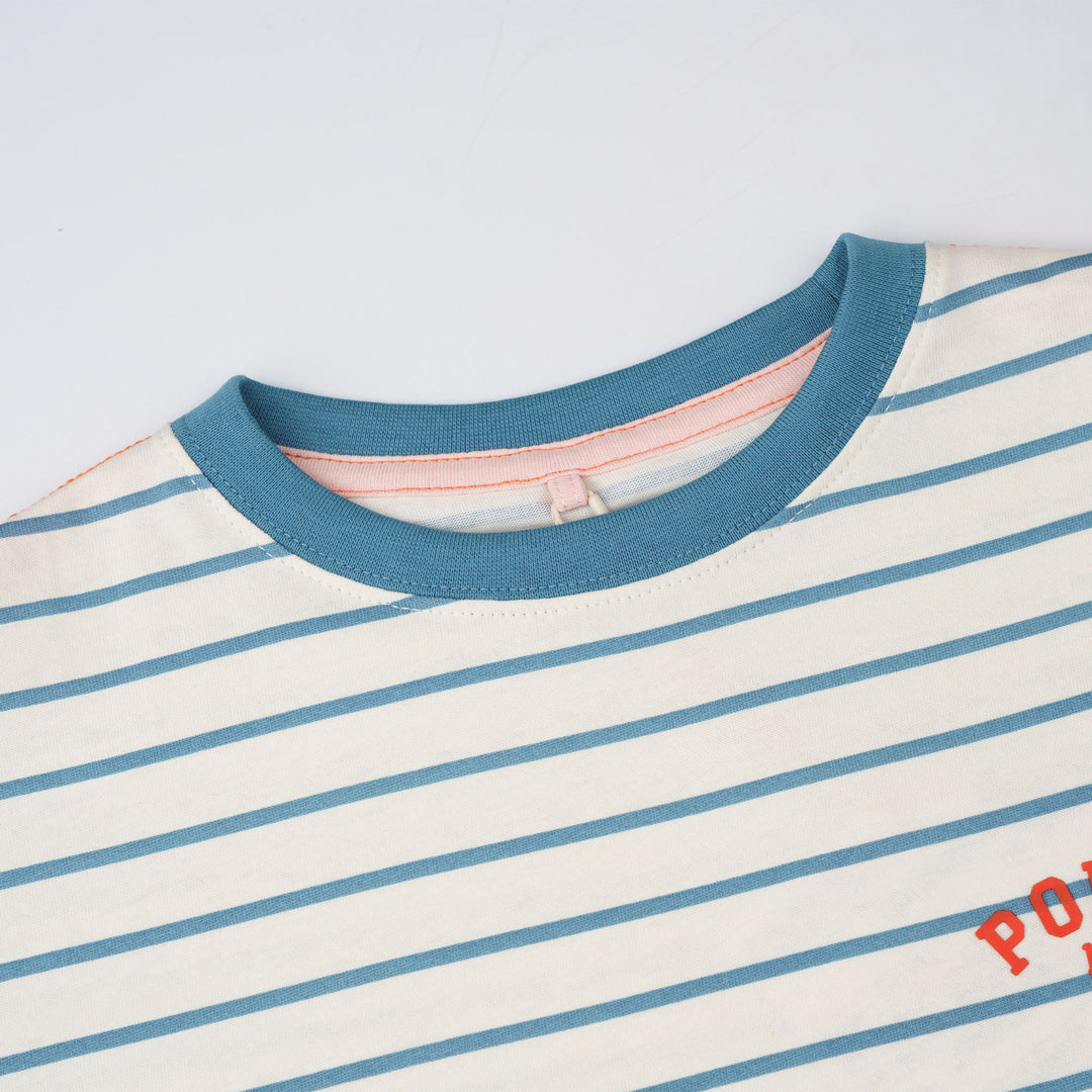 Poney Boys Blue Iconic Stripes Oversized Short Sleeve Tee