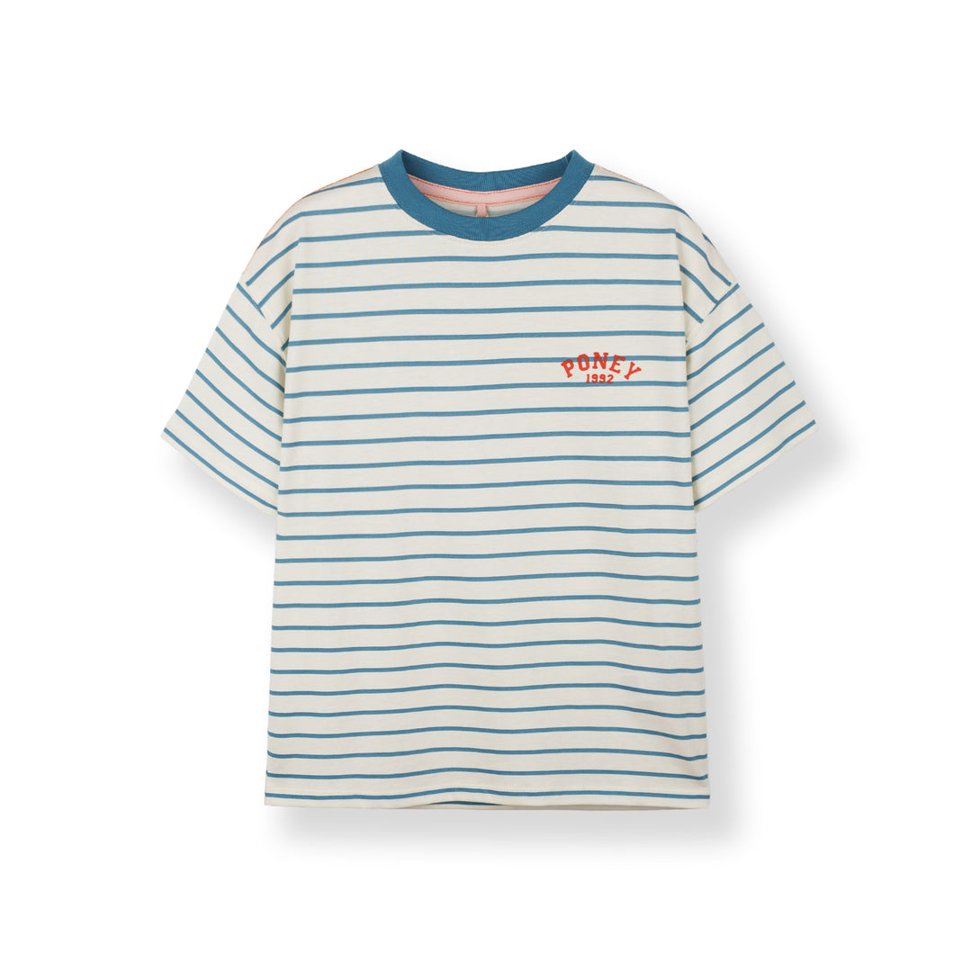 Poney Boys Blue Iconic Stripes Oversized Short Sleeve Tee