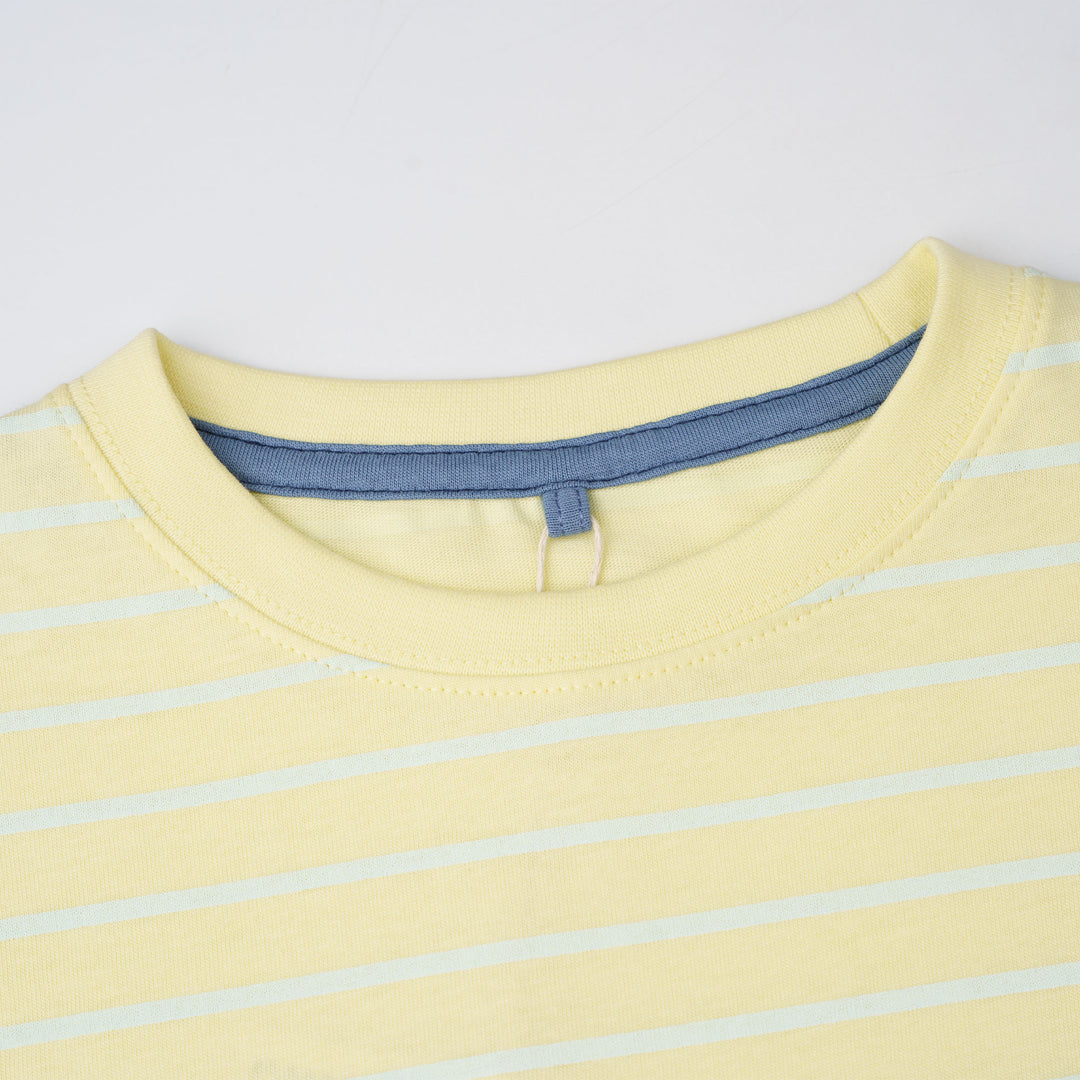 Poney Boys Light Yellow Iconic Stripes Oversized Short Sleeve Tee