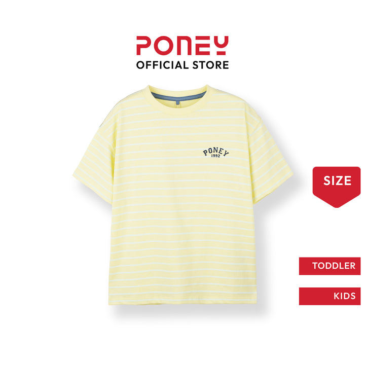 Poney Boys Light Yellow Iconic Stripes Oversized Short Sleeve Tee