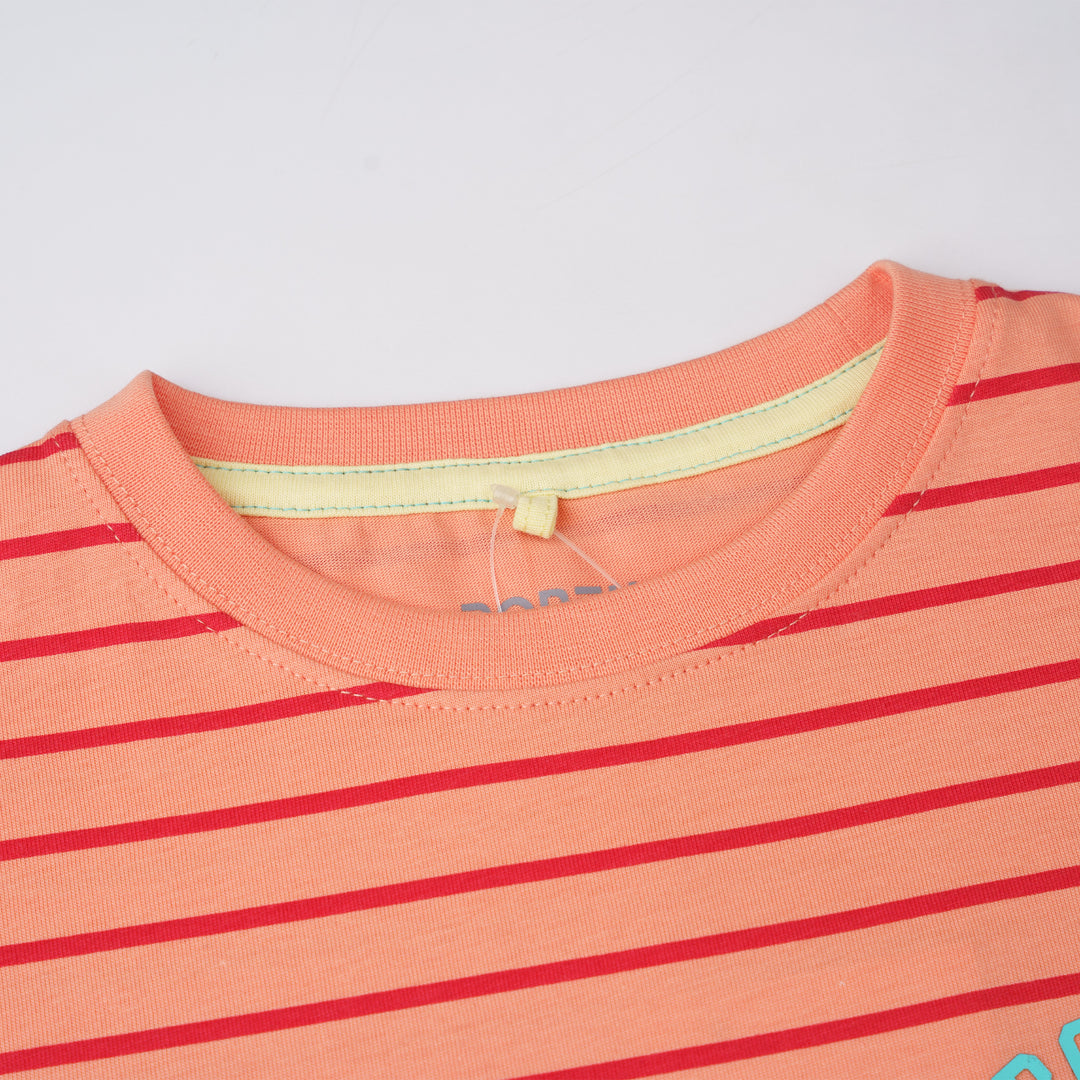 Poney Boys Orange Iconic Stripes Oversized Short Sleeve Tee