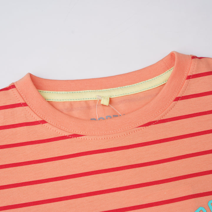 Poney Boys Orange Iconic Stripes Oversized Short Sleeve Tee