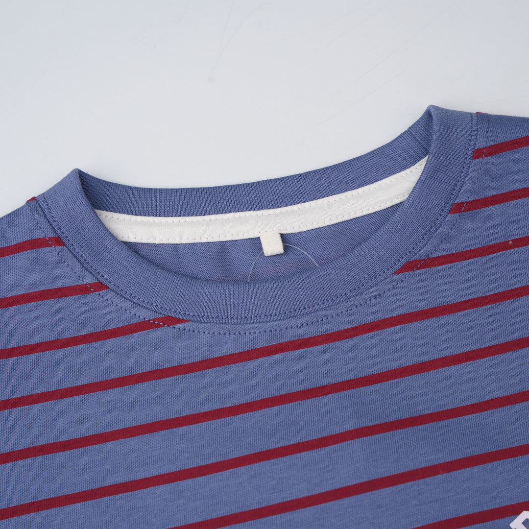 Poney Boys Blue Red Iconic Stripes Oversized Short Sleeve Tee