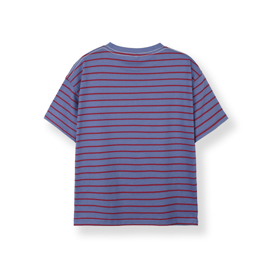 Poney Boys Blue Red Iconic Stripes Oversized Short Sleeve Tee
