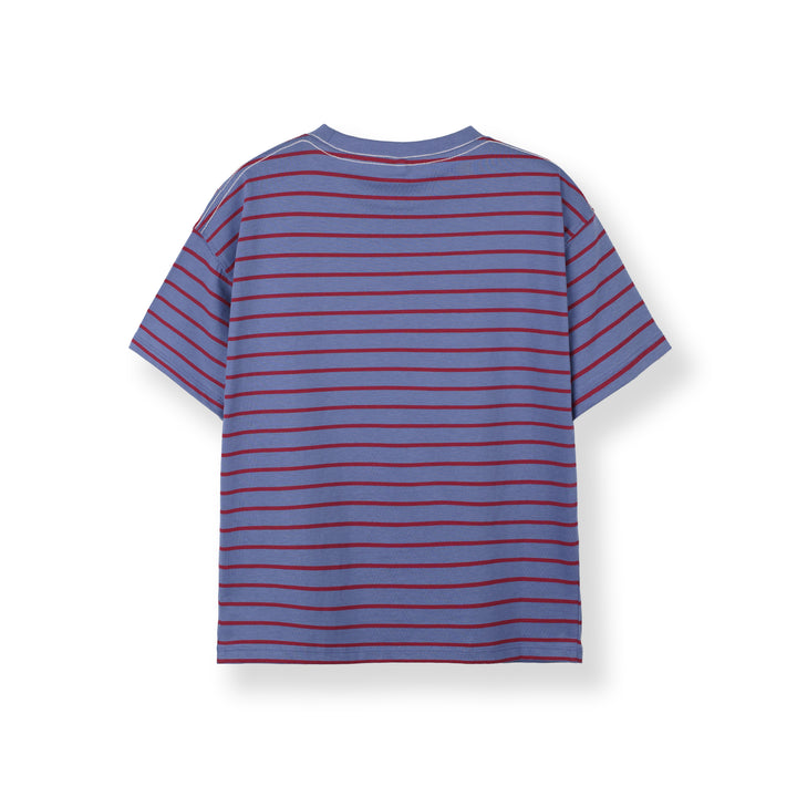 Poney Boys Blue Red Iconic Stripes Oversized Short Sleeve Tee