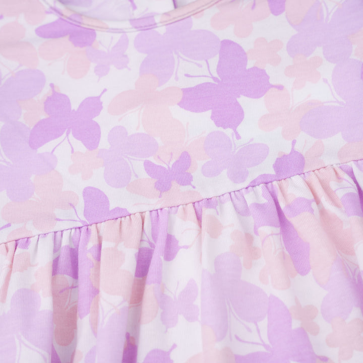 Violet Flutter Ruffle Short Sleeve Dress