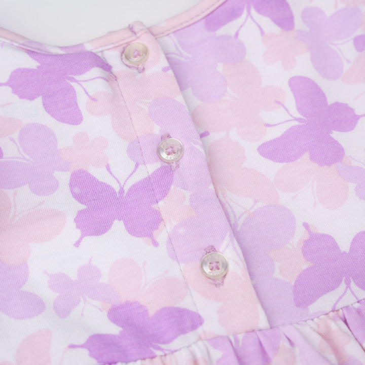 Violet Flutter Ruffle Short Sleeve Dress