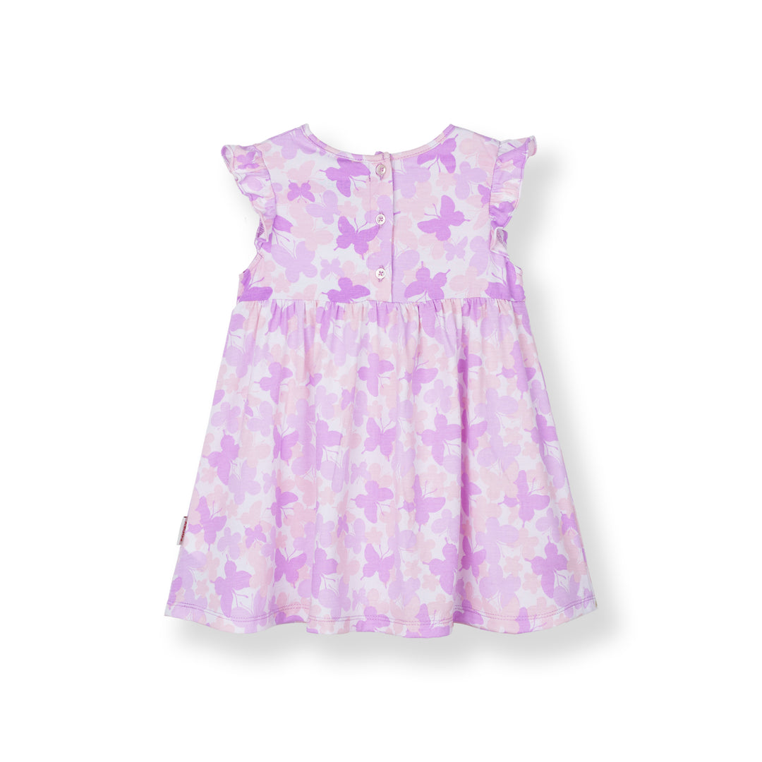 Violet Flutter Ruffle Short Sleeve Dress