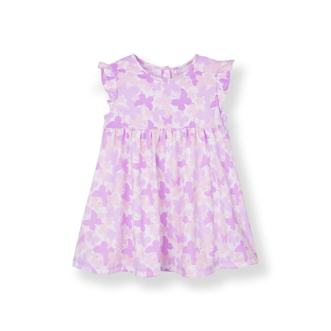 Violet Flutter Ruffle Short Sleeve Dress