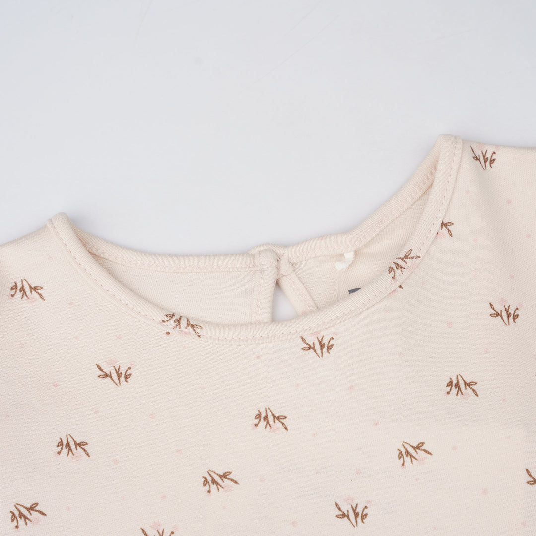 Cream Blossom Long Sleeve Dress