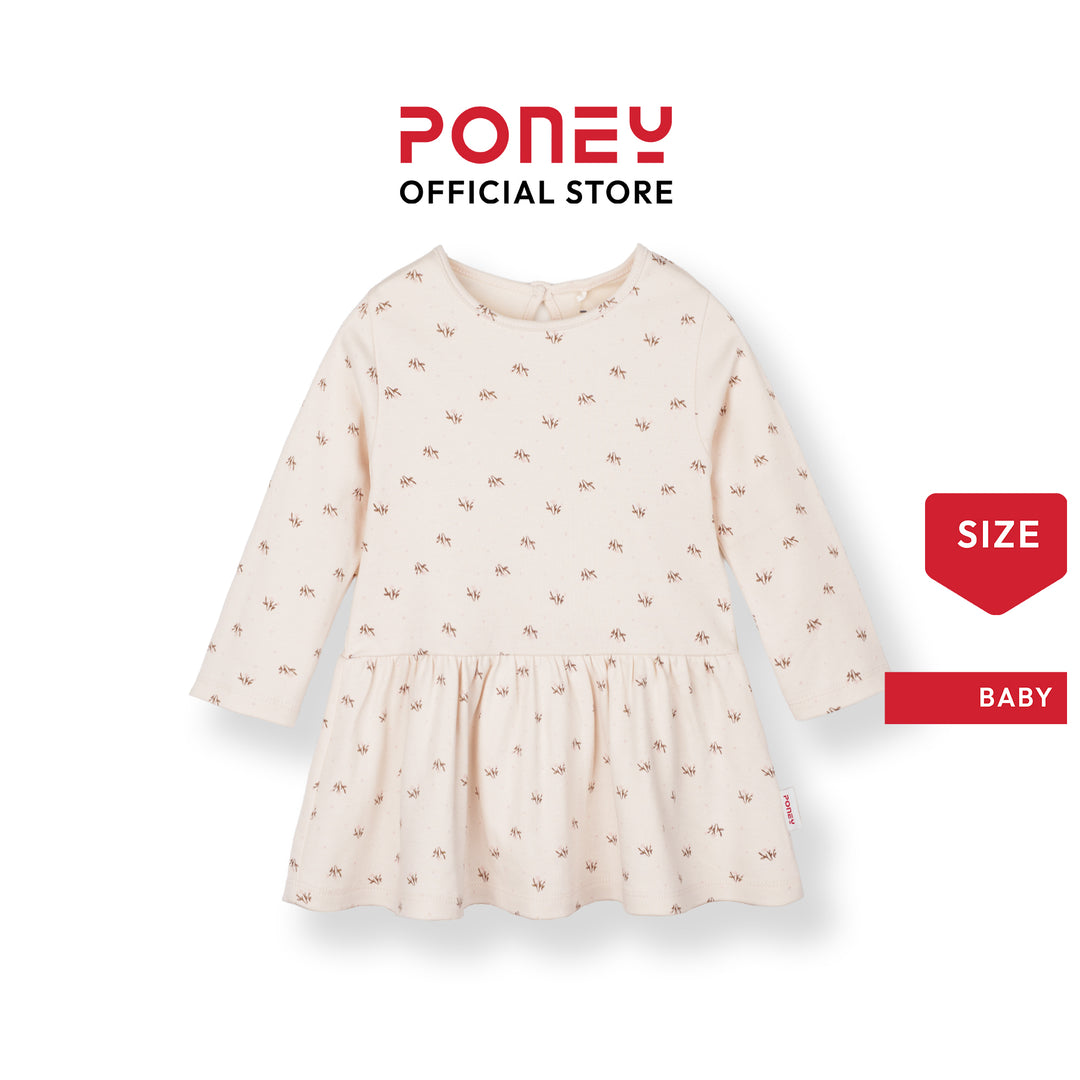 Cream Blossom Long Sleeve Dress