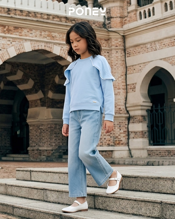Long Sleeves Sweatshirt with RufflesLace Trims