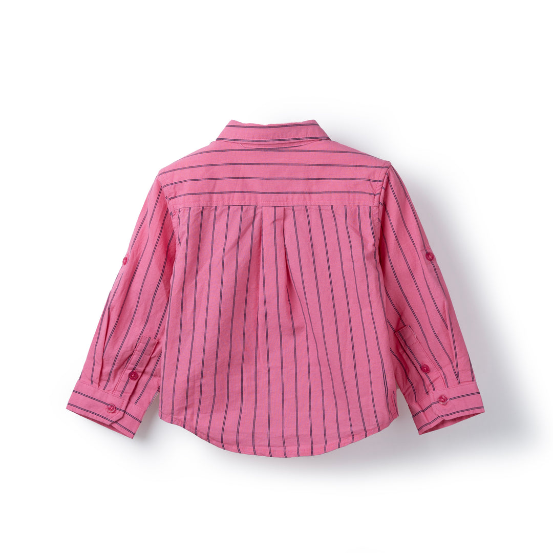 Poney Baby Boys Pink Striped Long Sleeve Shirt 7968